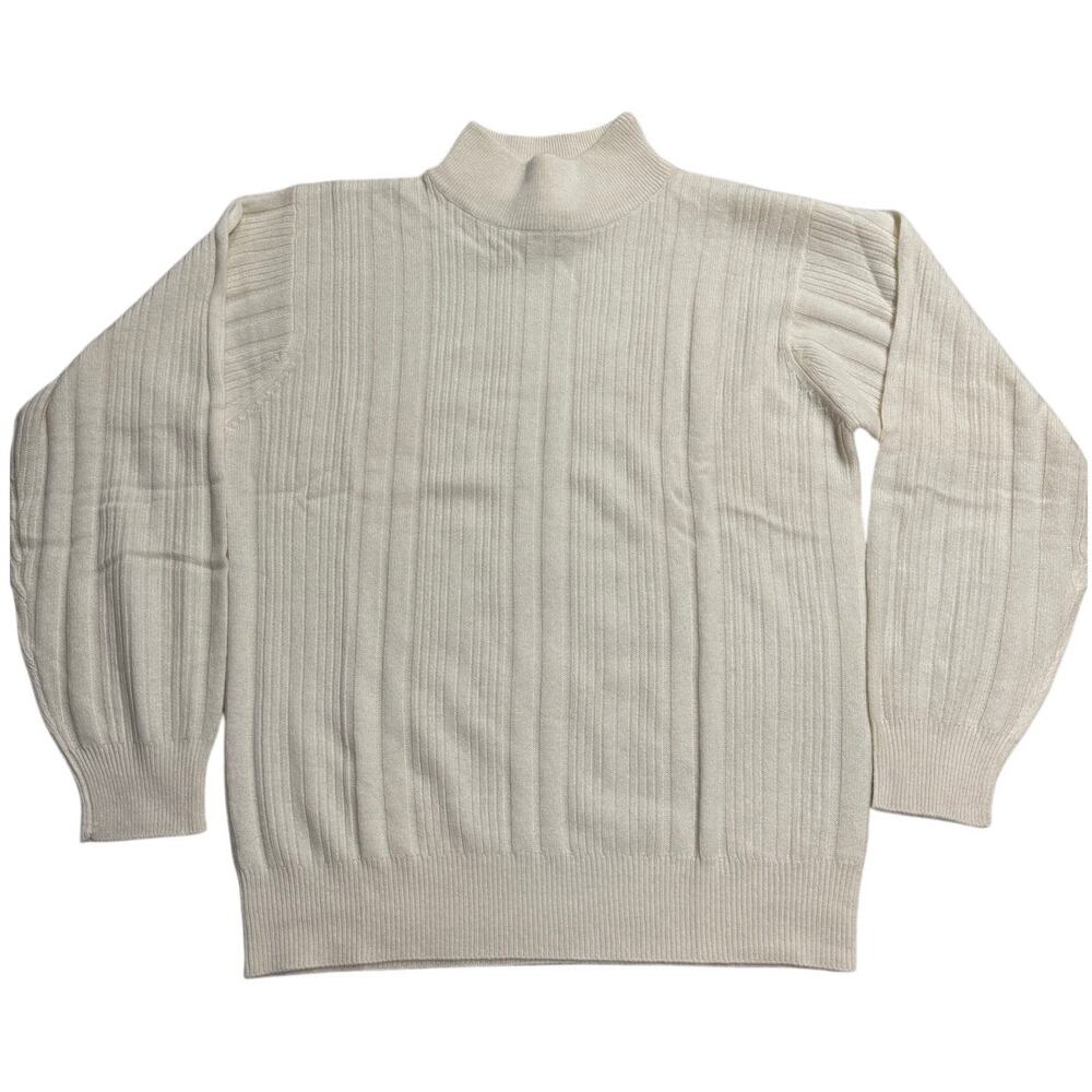 NWOT Precious Fibers Cashmere Sweater Cable Knit Mock Womens Medium 908A Ivory